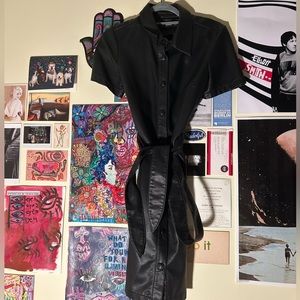 BLANK NYC black pleather belted dress size S